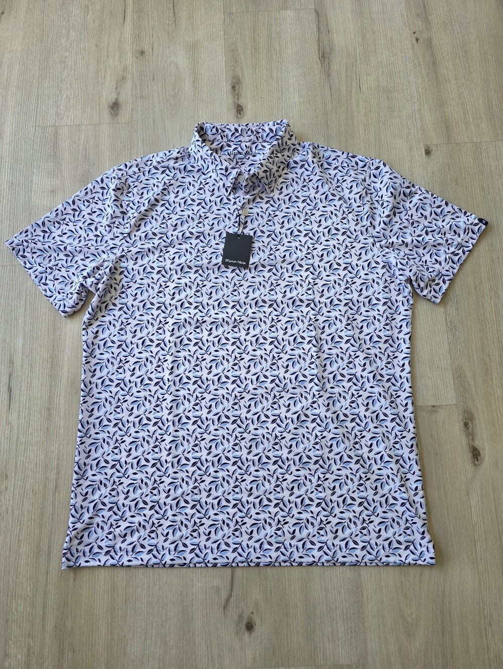 Mizzen + Main Halyard Short Sleeve Polo Shirt Size XL Trim White Foliage
